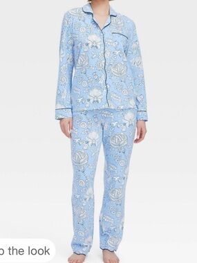 Roller Rabbit Light Blue Floral Button-Front Kids Pajama Set